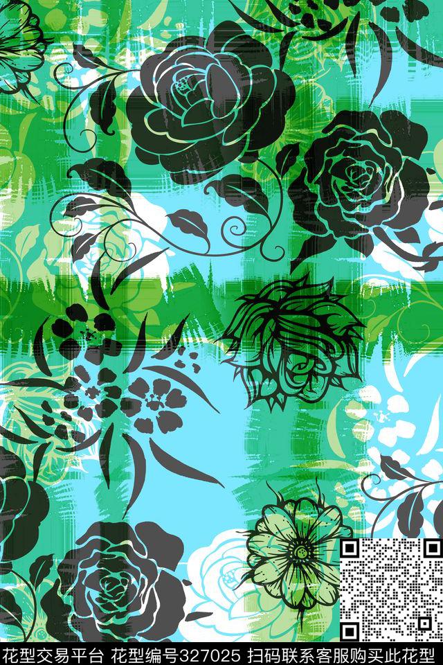 热带华亿平台夏威夷风轮廓花卉传统印花华亿平台下载（图片编号: 327025） - 瓦栏（Walan）