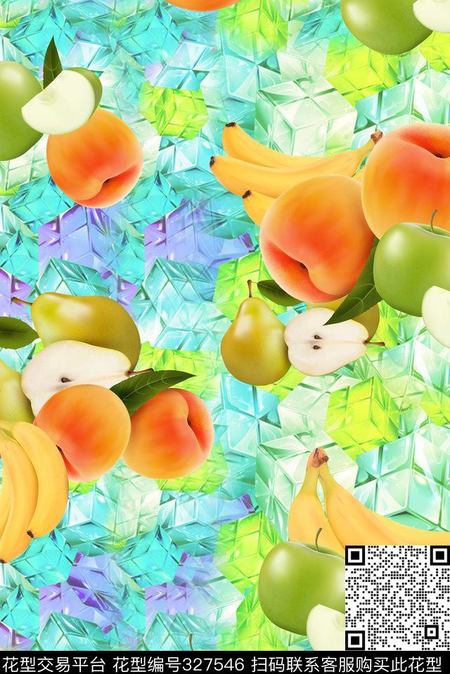 水果、叶子数码印花华亿平台下载（图片编号: 327546） - 瓦栏（Walan）