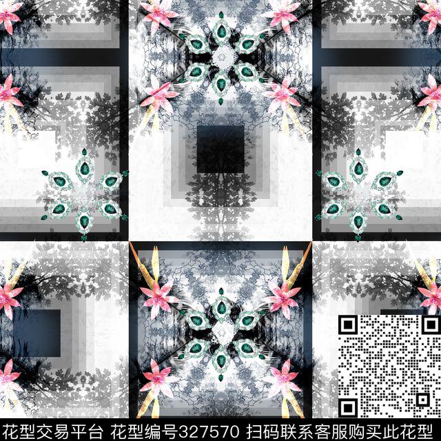 抽象花朵花卉数码印花华亿平台下载（图片编号: 327570） - 瓦栏（Walan）