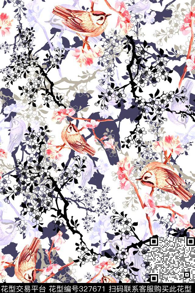 花卉动物数码印花华亿平台下载（图片编号: 327671） - 瓦栏（Walan）