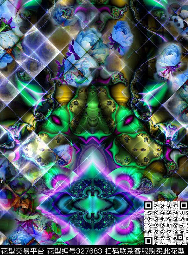 花朵花卉抽象数码肌理数码印花华亿平台下载（图片编号: 327683） - 瓦栏（Walan）