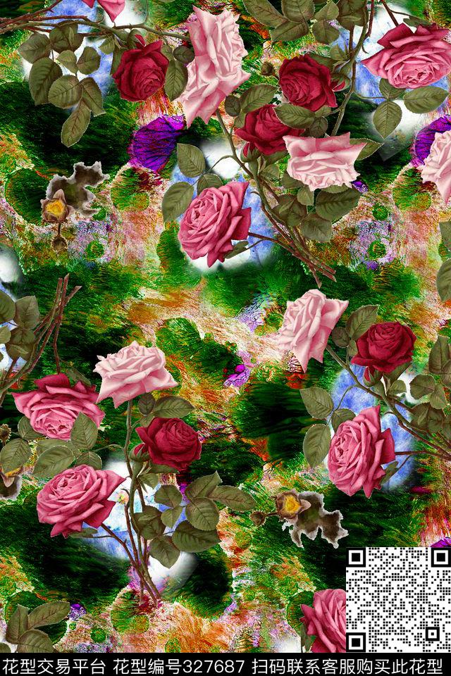 花卉数码印花华亿平台下载（图片编号: 327687） - 瓦栏（Walan）