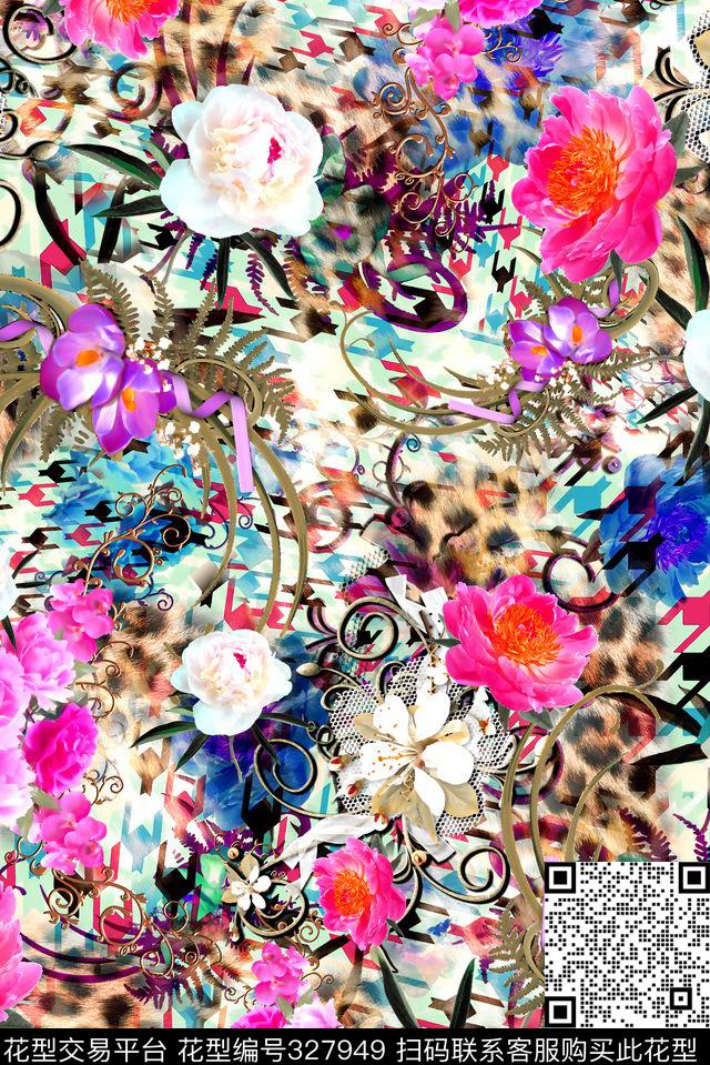 花卉数码印花华亿平台下载（图片编号: 327949） - 瓦栏（Walan）
