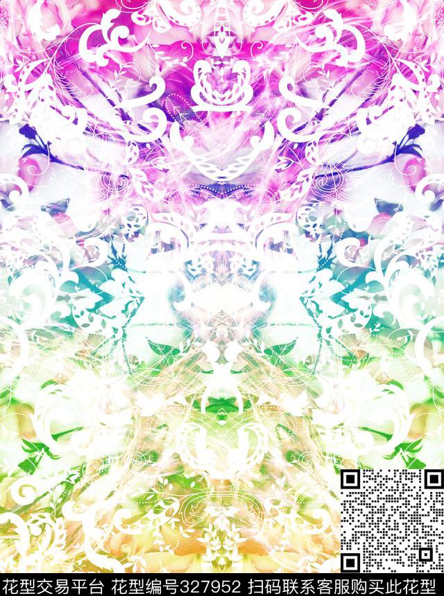 抽象抽象花花鸟数码印花华亿平台下载（图片编号: 327952） - 瓦栏（Walan）