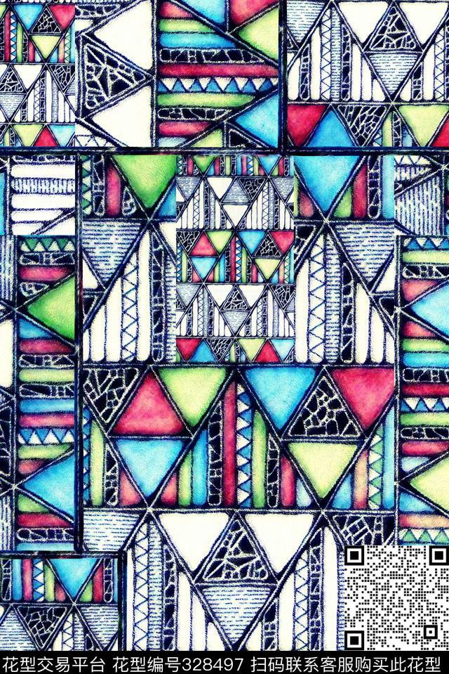 几何图案数码印花华亿平台下载（图片编号: 328497） - 瓦栏（Walan）