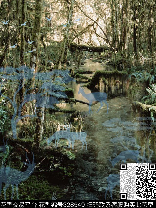 休闲怀旧动物数码印花华亿平台下载（图片编号: 328549） - 瓦栏（Walan）