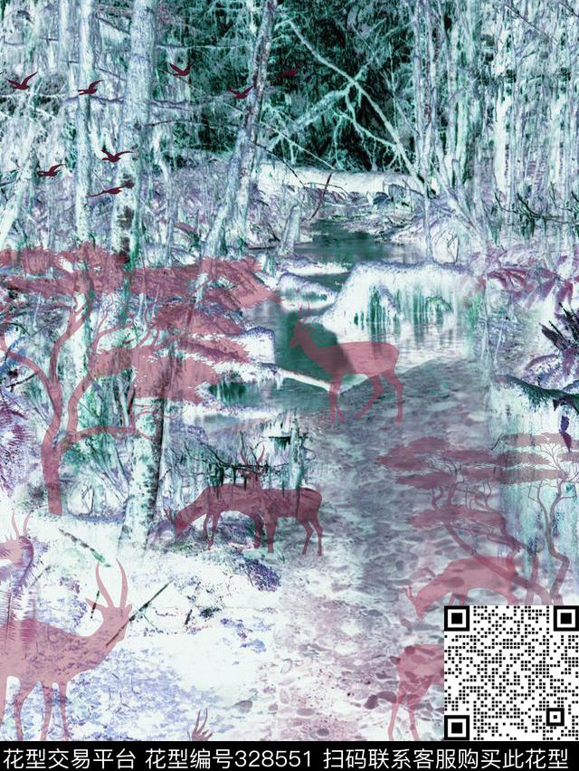 休闲怀旧动物数码印花华亿平台下载（图片编号: 328551） - 瓦栏（Walan）