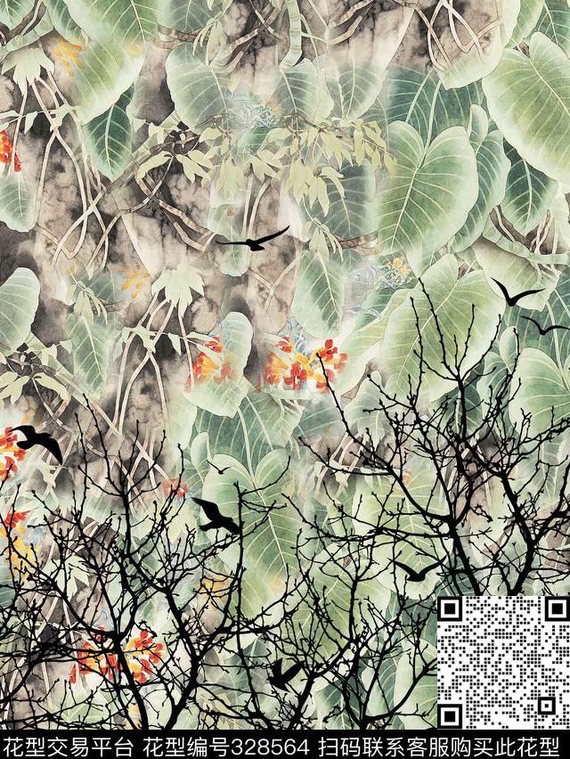 休闲抽象怀旧数码印花华亿平台下载（图片编号: 328564） - 瓦栏（Walan）