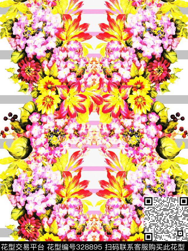 定位花卉花朵数码印花华亿平台下载（图片编号: 328895） - 瓦栏（Walan）