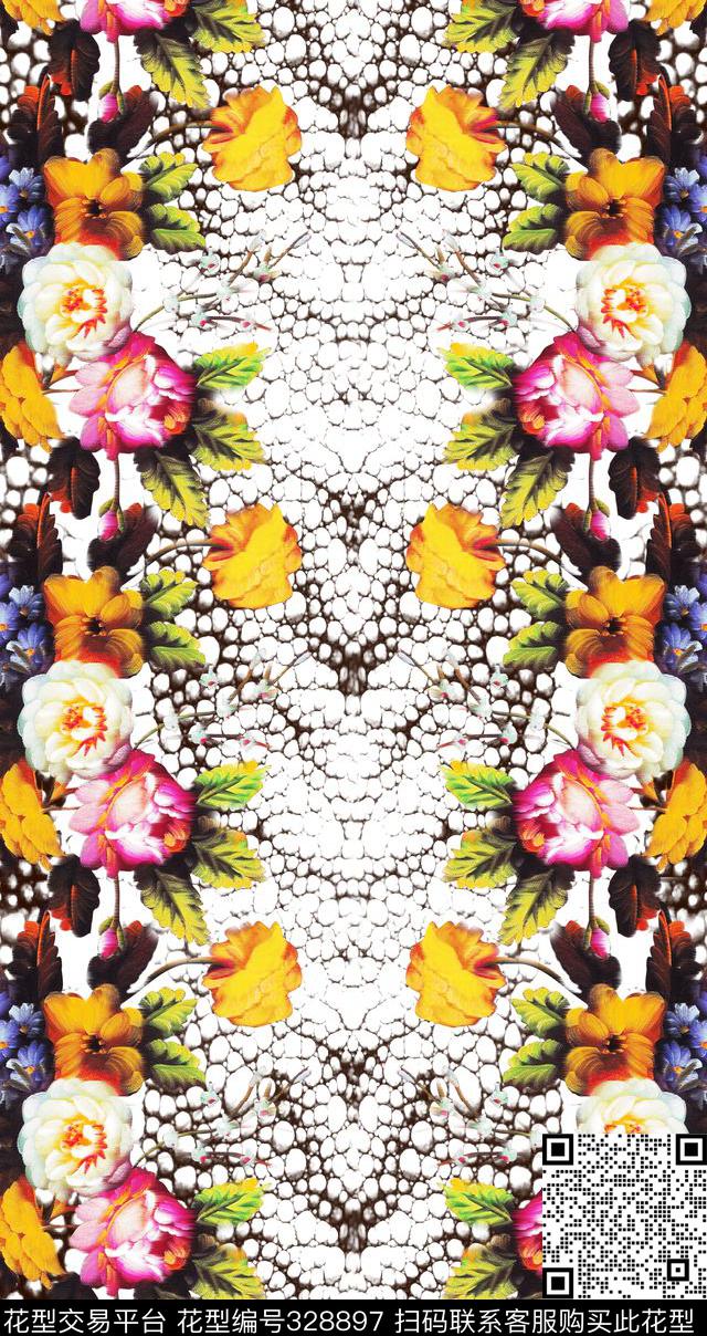 花卉花朵数码印花华亿平台下载（图片编号: 328897） - 瓦栏（Walan）