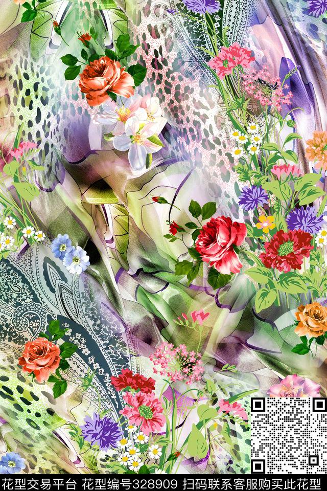 花卉动物纹数码印花华亿平台下载（图片编号: 328909） - 瓦栏（Walan）