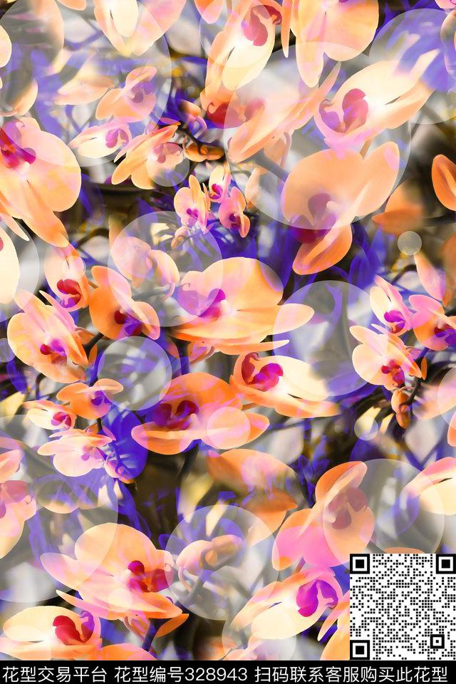 花卉数码印花华亿平台下载（图片编号: 328943） - 瓦栏（Walan）