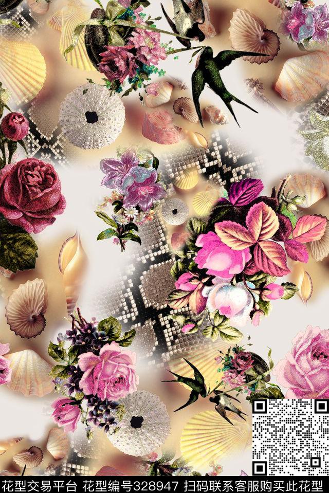 花卉数码印花华亿平台下载（图片编号: 328947） - 瓦栏（Walan）
