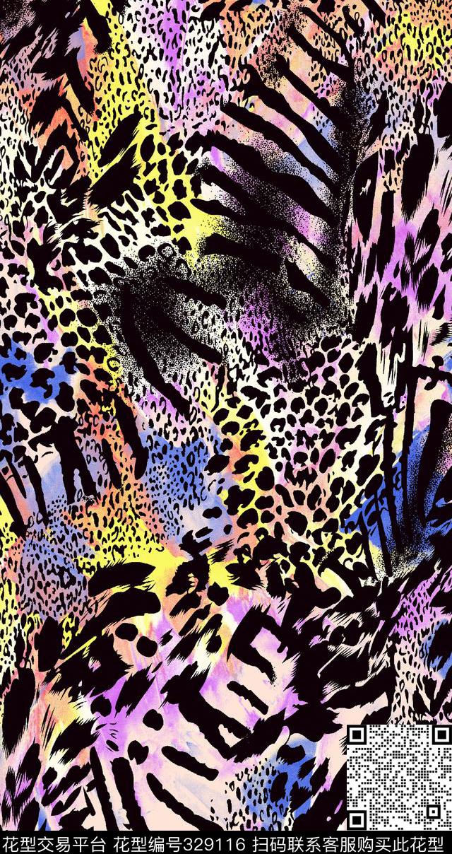 动物纹数码印花华亿平台下载（图片编号: 329116） - 瓦栏（Walan）