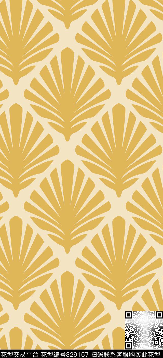 几何金棕榈叶墙纸传统印花华亿平台下载（图片编号: 329157） - 瓦栏（Walan）