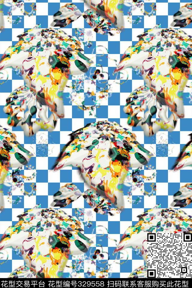 渐变纹样格子数码印花华亿平台下载（图片编号: 329558） - 瓦栏（Walan）