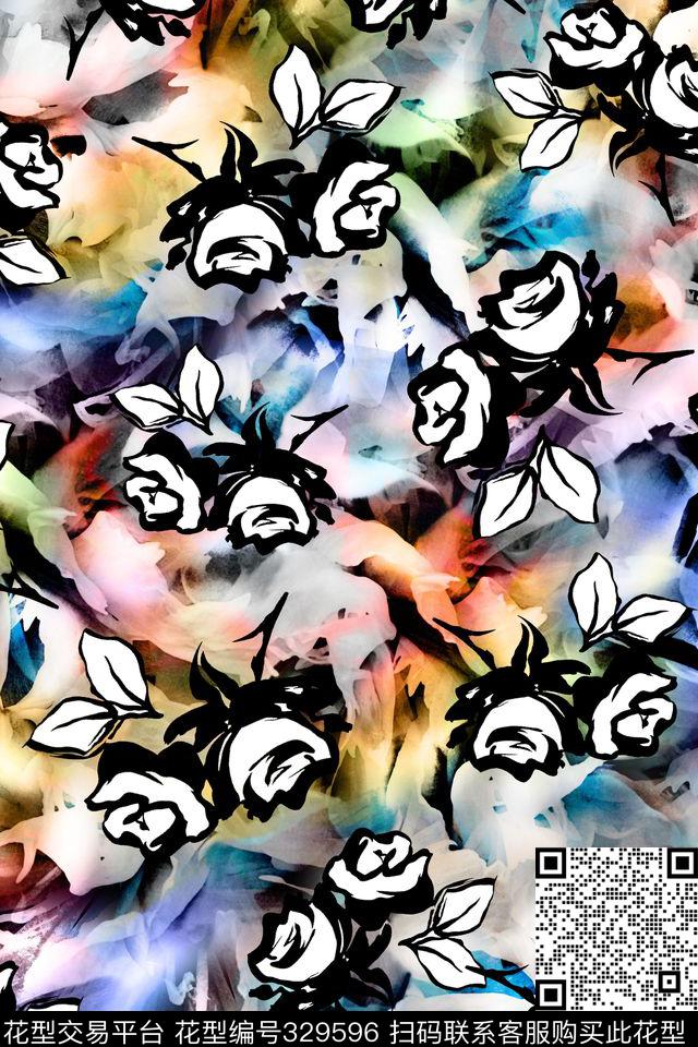 花卉数码印花华亿平台下载（图片编号: 329596） - 瓦栏（Walan）