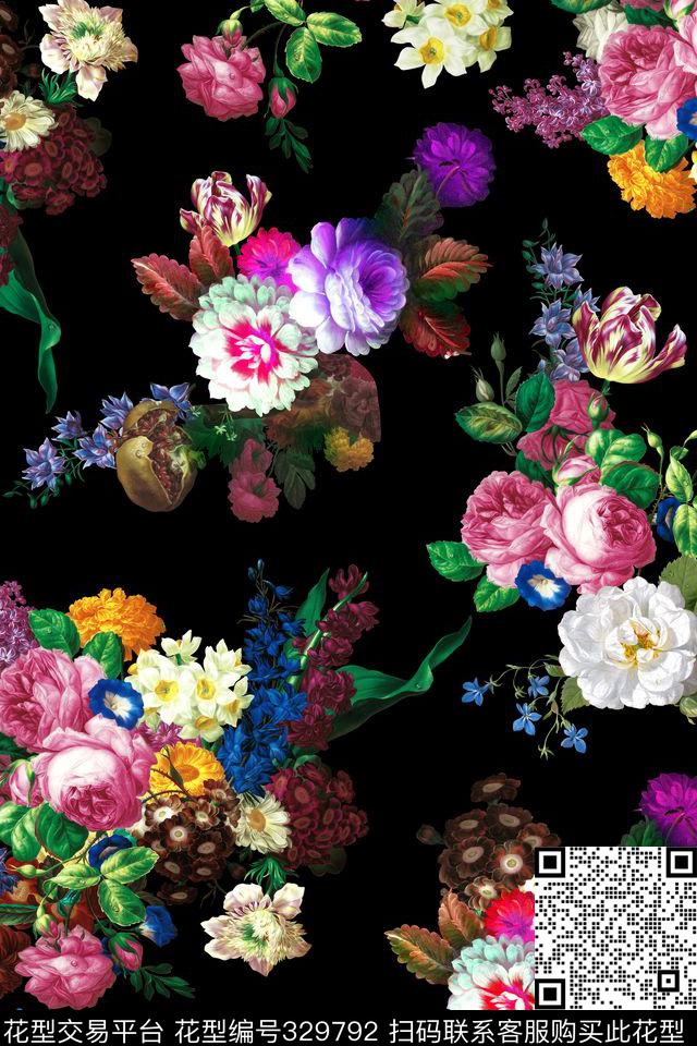 花卉数码印花华亿平台下载（图片编号: 329792） - 瓦栏（Walan）