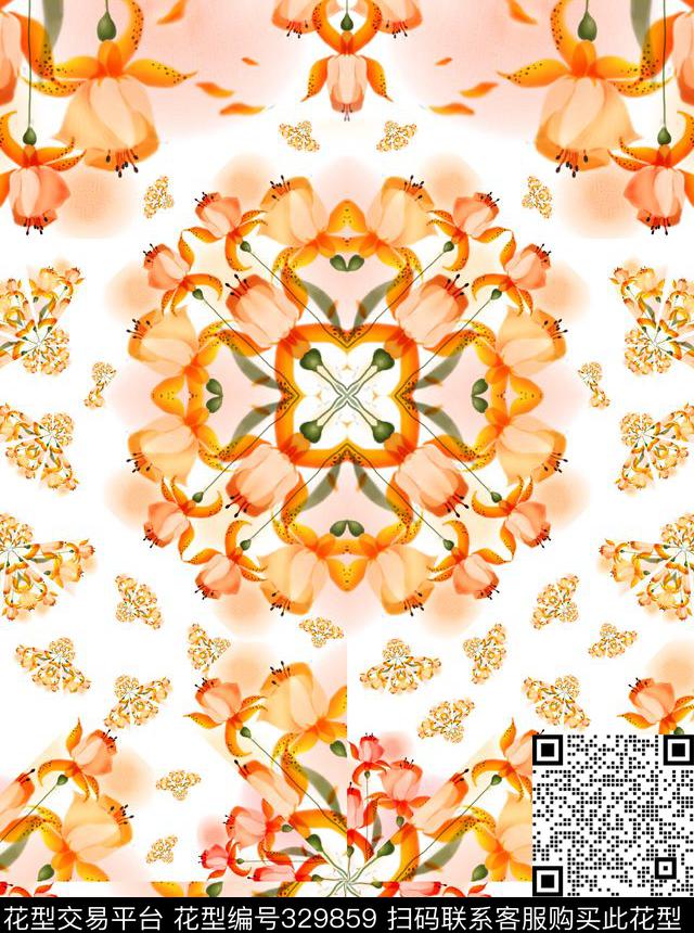 抽象抽象花花数码印花华亿平台下载（图片编号: 329859） - 瓦栏（Walan）