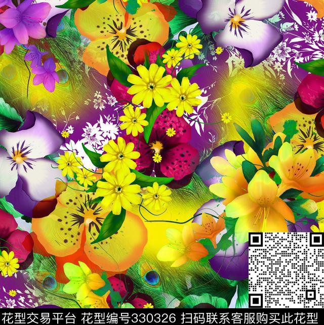 抽象抽象花花数码印花华亿平台下载（图片编号: 330326） - 瓦栏（Walan）