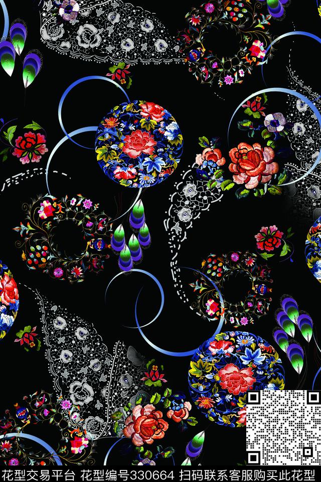 花卉数码印花华亿平台下载（图片编号: 330664） - 瓦栏（Walan）