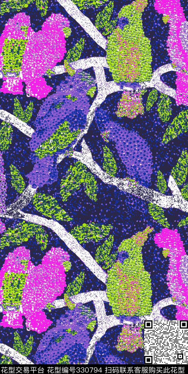 鸟动物数码印花华亿平台下载（图片编号: 330794） - 瓦栏（Walan）