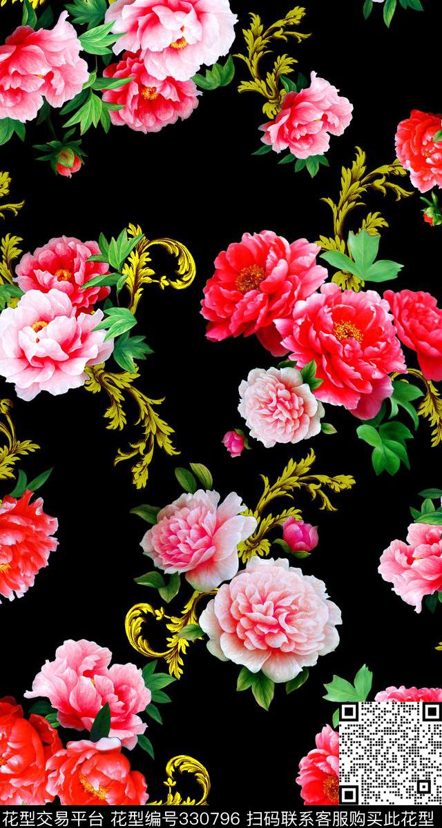植物花卉数码印花华亿平台下载（图片编号: 330796） - 瓦栏（Walan）