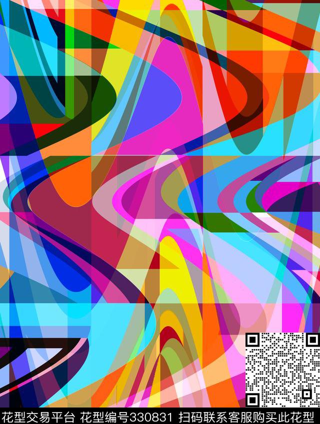 抽象几何色块条纹传统印花华亿平台下载（图片编号: 330831） - 瓦栏（Walan）