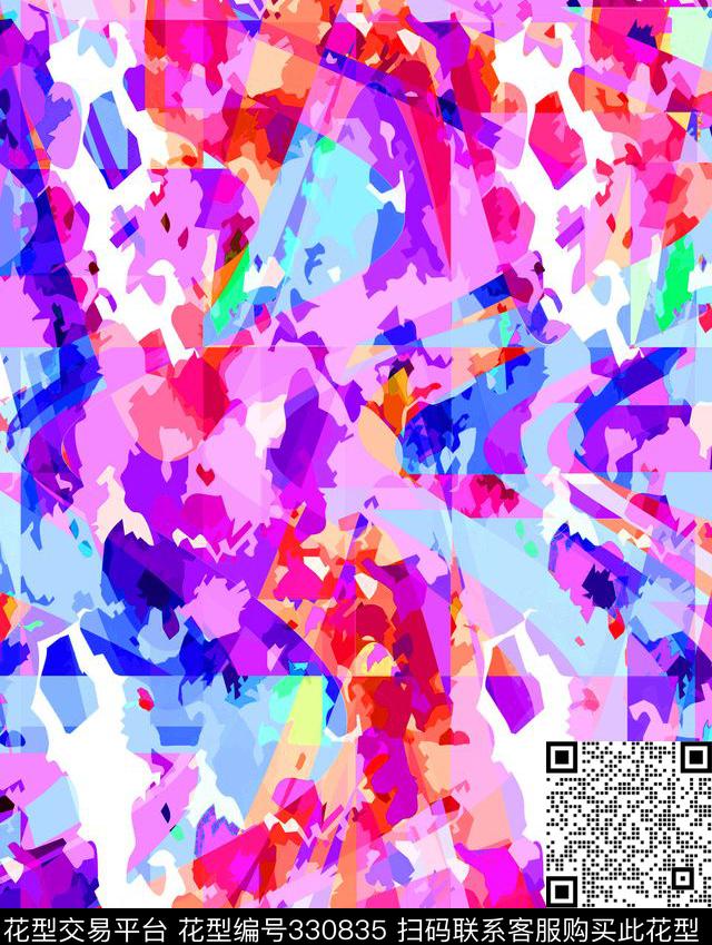 色块写意传统印花华亿平台下载（图片编号: 330835） - 瓦栏（Walan）