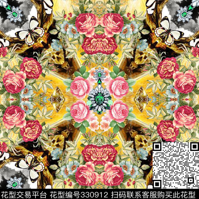 花卉休闲写实数码印花华亿平台下载（图片编号: 330912） - 瓦栏（Walan）