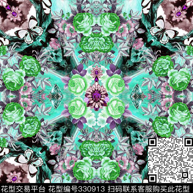 花卉休闲写实数码印花华亿平台下载（图片编号: 330913） - 瓦栏（Walan）