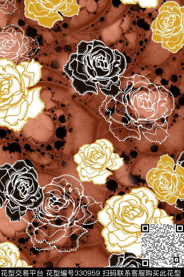 花卉数码印花华亿平台下载（图片编号: 330959） - 瓦栏（Walan）