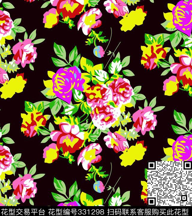 花卉-欧式花纹传统印花华亿平台下载（图片编号: 331298） - 瓦栏（Walan）