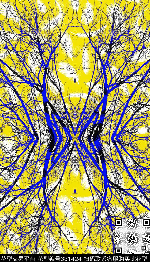 树枝羽毛男装数码印花华亿平台下载（图片编号: 331424） - 瓦栏（Walan）