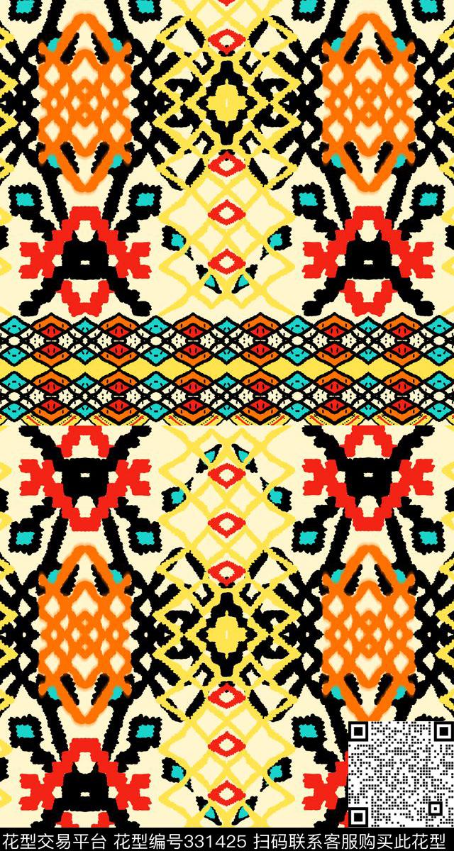 几何艺术传统印花华亿平台下载（图片编号: 331425） - 瓦栏（Walan）
