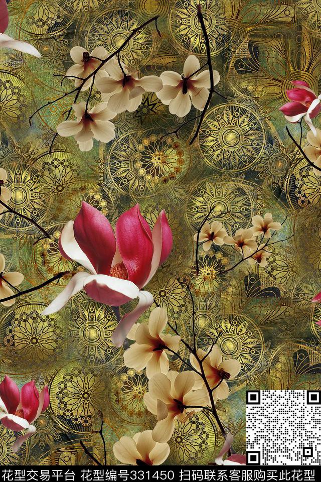 花卉数码印花华亿平台下载（图片编号: 331450） - 瓦栏（Walan）