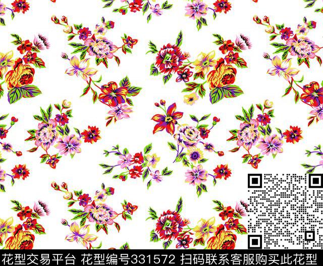 花卉-欧式花纹传统印花华亿平台下载（图片编号: 331572） - 瓦栏（Walan）