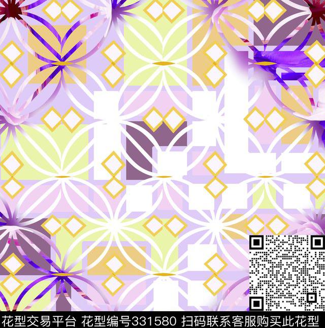 丁香一样花卉矩形拼接传统印花华亿平台下载（图片编号: 331580） - 瓦栏（Walan）