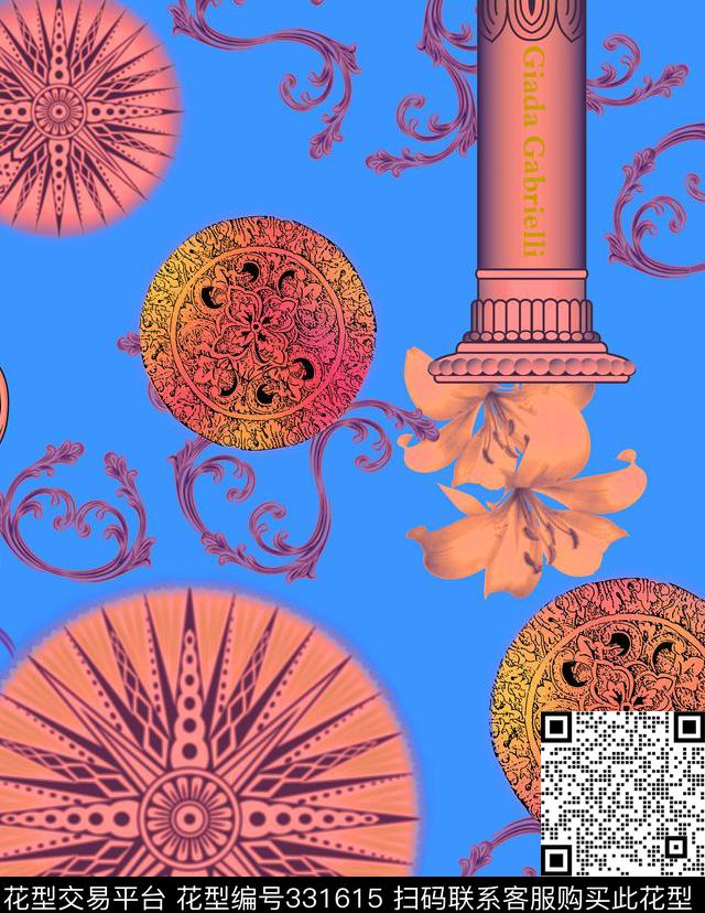 复古建筑时尚分色传统印花传统印花华亿平台下载（图片编号: 331615） - 瓦栏（Walan）