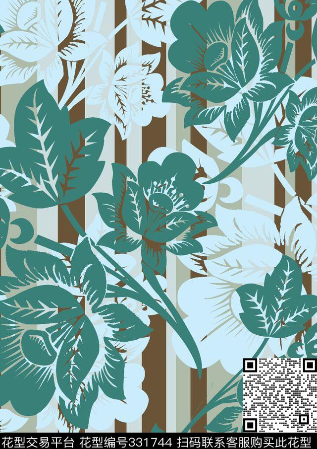 清新花卉flowers传统印花华亿平台下载（图片编号: 331744） - 瓦栏（Walan）