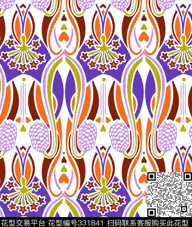 花卉-欧式花纹传统印花华亿平台下载（图片编号: 331841） - 瓦栏（Walan）