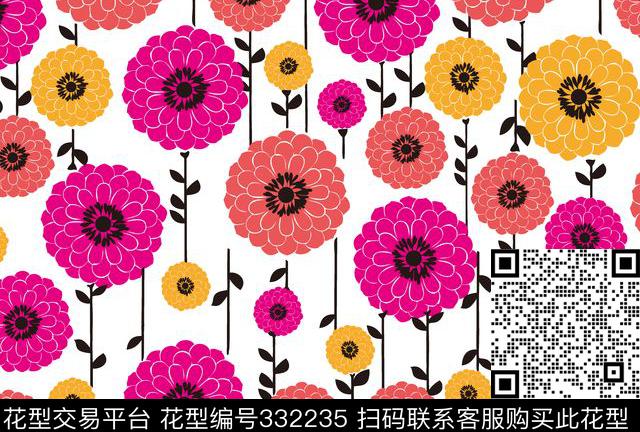 花卉风景定位传统印花华亿平台下载（图片编号: 332235） - 瓦栏（Walan）