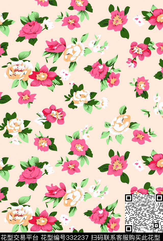 花卉风景定位传统印花华亿平台下载（图片编号: 332237） - 瓦栏（Walan）