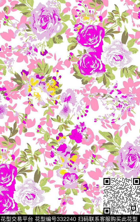 花卉风景定位传统印花华亿平台下载（图片编号: 332240） - 瓦栏（Walan）