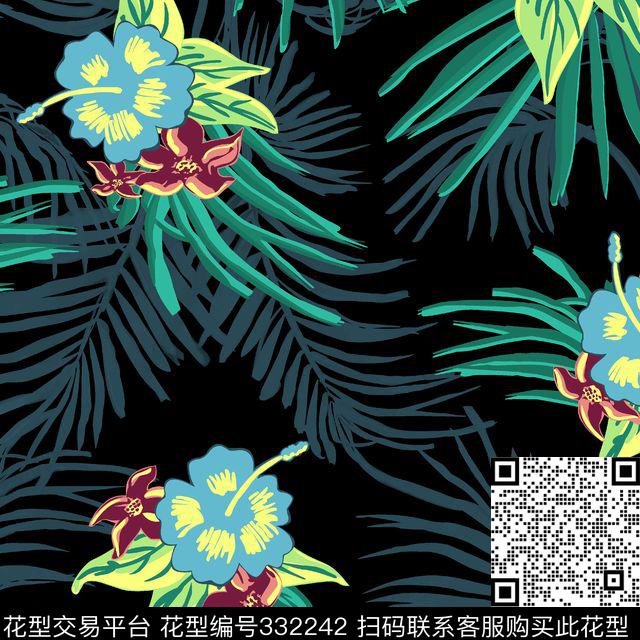 花卉风景定位传统印花华亿平台下载（图片编号: 332242） - 瓦栏（Walan）