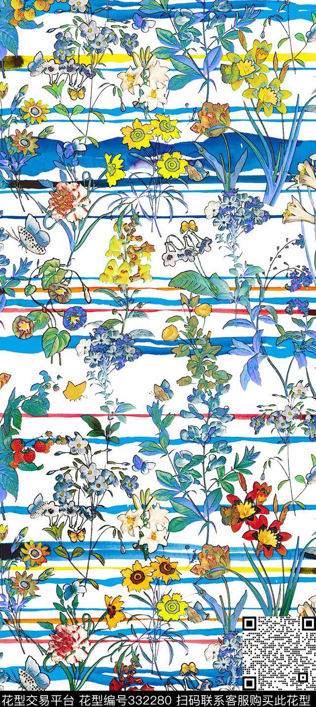 E-花卉几何/Flowers数码印花华亿平台下载（图片编号: 332280） - 瓦栏（Walan）