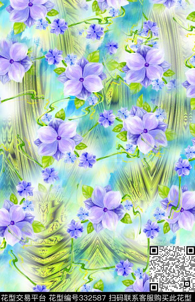 花卉-欧式花纹数码印花华亿平台下载（图片编号: 332587） - 瓦栏（Walan）