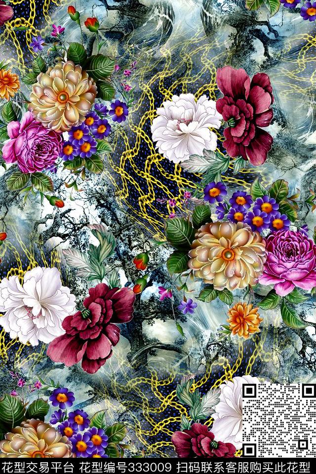 花卉数码印花华亿平台下载（图片编号: 333009） - 瓦栏（Walan）