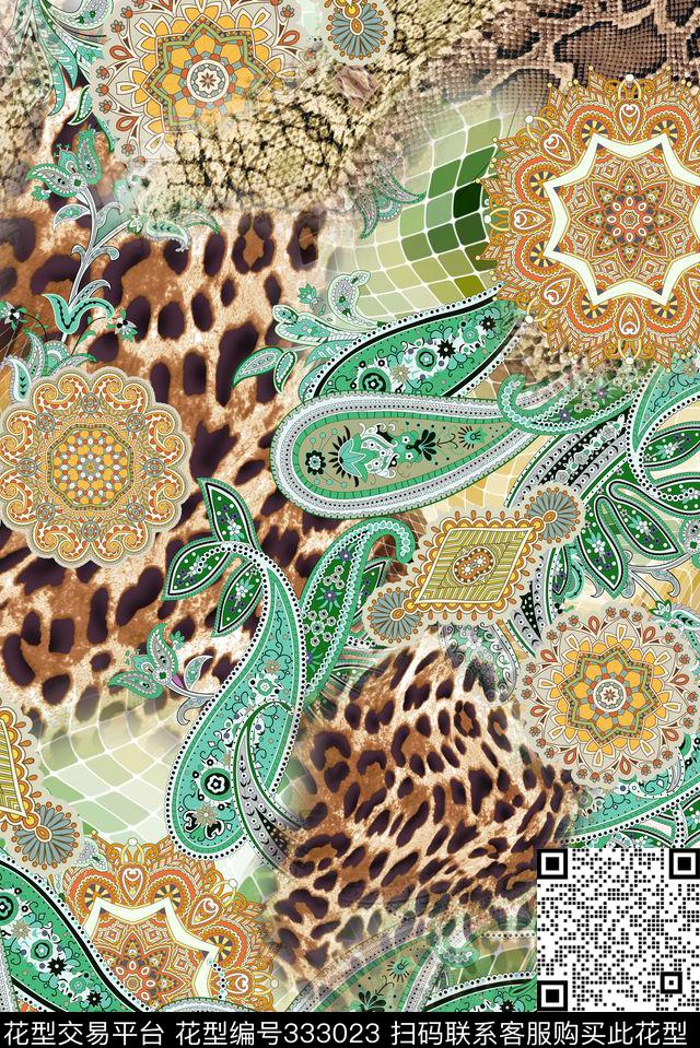 腰果动物纹花等数码印花华亿平台下载（图片编号: 333023） - 瓦栏（Walan）