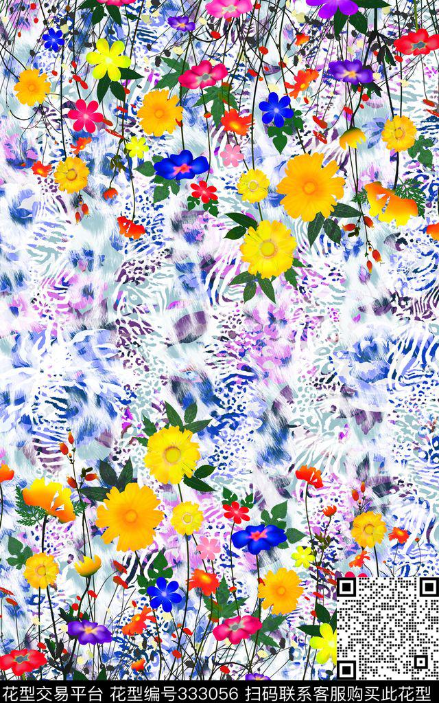 豹纹动物纹女装数码印花华亿平台下载（图片编号: 333056） - 瓦栏（Walan）